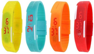 NS18 Silicone Led Magnet Band Watch Combo of 4 Yellow, Sky Blue, Orange And Red Digital Watch  - For Couple   Watches  (NS18)