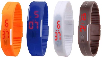 NS18 Silicone Led Magnet Band Combo of 4 Orange, Blue, White And Brown Digital Watch  - For Boys & Girls   Watches  (NS18)