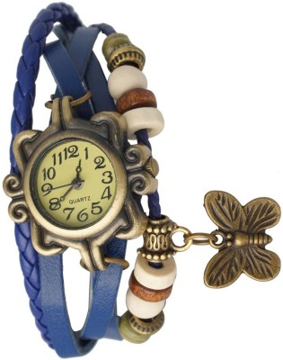 Pappi Boss Unique Designer Vintage Dark Blue Leather Bracelet Butterfly Analog Watch  - For Women   Watches  (Pappi Boss)