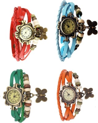 NS18 Vintage Butterfly Rakhi Combo of 4 Red, Green, Sky Blue And Orange Analog Watch  - For Women   Watches  (NS18)