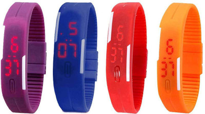 

Kissu Led Magnet Band Combo of 4 Purple, Blue, Red And Orange Watch - For Men & Women