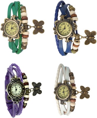 NS18 Vintage Butterfly Rakhi Combo of 4 Green, Purple, Blue And White Analog Watch  - For Women   Watches  (NS18)