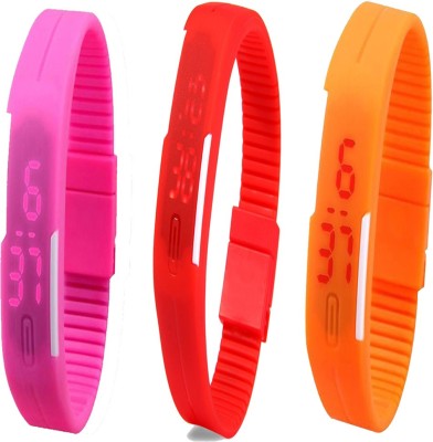 Twok Combo of Led Band Pink + Red + Orange Digital Watch  - For Men & Women   Watches  (Twok)
