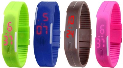 NS18 Silicone Led Magnet Band Combo of 4 Green, Blue, Brown And Pink Digital Watch  - For Boys & Girls   Watches  (NS18)