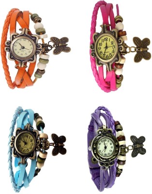 NS18 Vintage Butterfly Rakhi Combo of 4 Orange, Sky Blue, Pink And Purple Analog Watch  - For Women   Watches  (NS18)