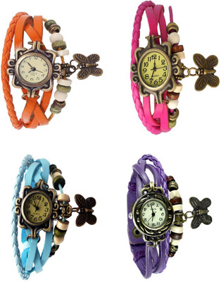 

NS18 Vintage Butterfly Rakhi Combo of 4 Orange, Sky Blue, Pink And Purple Watch - For Women