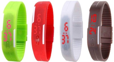 NS18 Silicone Led Magnet Band Combo of 4 Green, Red, White And Brown Digital Watch  - For Boys & Girls   Watches  (NS18)