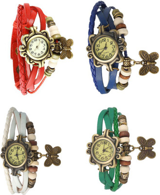 

Kissu Vintage Rakhi Combo of 4 Red, White, Blue And Green Watch - For Women