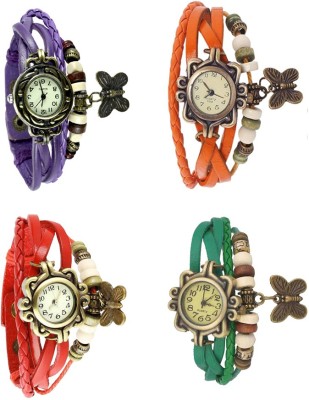 NS18 Vintage Butterfly Rakhi Combo of 4 Purple, Red, Orange And Green Analog Watch  - For Women   Watches  (NS18)