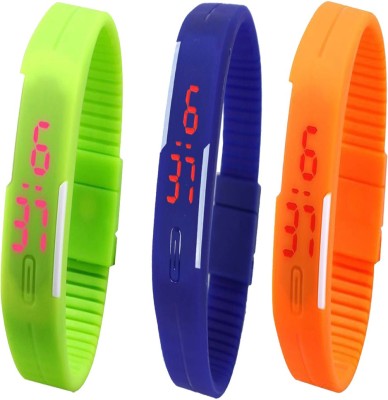 Twok Combo of Led Band Green + Blue + Orange Digital Watch  - For Men & Women   Watches  (Twok)