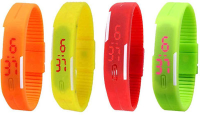 

Kissu Led Magnet Band Combo of 4 Orange, Yellow, Red And Green Watch - For Men & Women