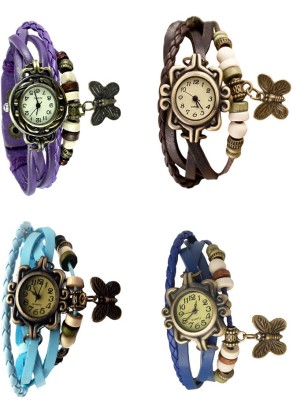 NS18 Vintage Butterfly Rakhi Combo of 4 Purple, Sky Blue, Brown And Blue Analog Watch  - For Women   Watches  (NS18)
