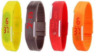 NS18 Silicone Led Magnet Band Combo of 4 Yellow, Brown, Red And Orange Digital Watch  - For Boys & Girls   Watches  (NS18)