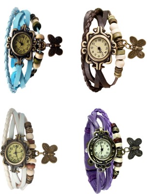 NS18 Vintage Butterfly Rakhi Combo of 4 Sky Blue, White, Brown And Purple Analog Watch  - For Women   Watches  (NS18)