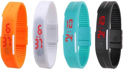 NS18 Silicone Led Magnet Band Combo of 4 Orange, White, Sky Blue And Black Digital Watch  - For Boys & Girls   Watches  (NS18)