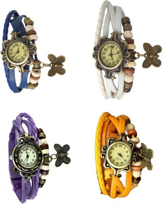 NS18 Vintage Butterfly Rakhi Combo of 4 Blue, Purple, White And Yellow Analog Watch  - For Women   Watches  (NS18)