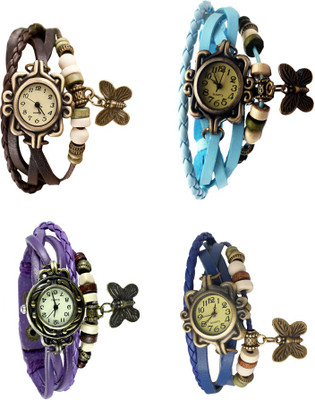 

Kissu Vintage Rakhi Combo of 4 Brown, Purple, Sky Blue And Blue Watch - For Women
