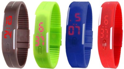 NS18 Silicone Led Magnet Band Watch Combo of 4 Brown, Green, Blue And Red Digital Watch  - For Couple   Watches  (NS18)