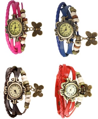 NS18 Vintage Butterfly Rakhi Combo of 4 Pink, Brown, Blue And Red Analog Watch  - For Women   Watches  (NS18)