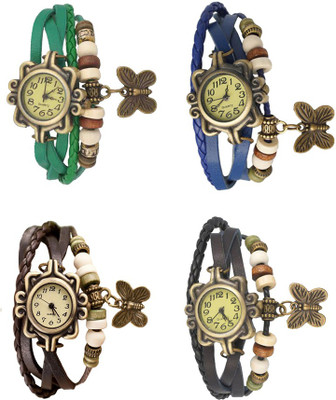 

Kissu Vintage Rakhi Combo of 4 Green, Brown, Blue And Black Watch - For Women