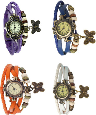

Kissu Vintage Rakhi Combo of 4 Purple, Orange, Blue And White Watch - For Women