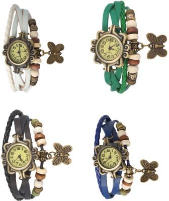 NS18 Vintage Butterfly Rakhi Combo of 4 White, Black, Green And Blue Analog Watch  - For Women   Watches  (NS18)