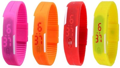 NS18 Silicone Led Magnet Band Combo of 4 Pink, Orange, Red And Yellow Digital Watch  - For Boys & Girls   Watches  (NS18)