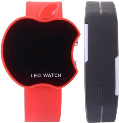 Rokcy Apple Shape LED Digital Black Dial Unisex Watch Combo, Pack of 2 - APR_RU_B Digital Watch  - For Boys & Girls   Watches  (Rokcy)