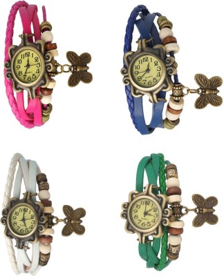 NS18 Vintage Butterfly Rakhi Combo of 4 Pink, White, Blue And Green Analog Watch  - For Women   Watches  (NS18)