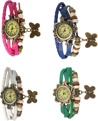 

Kissu Vintage Rakhi Combo of 4 Pink, White, Blue And Green Watch - For Women