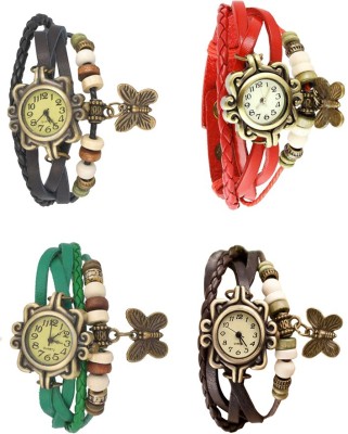 NS18 Vintage Butterfly Rakhi Combo of 4 Black, Green, Red And Brown Analog Watch  - For Women   Watches  (NS18)