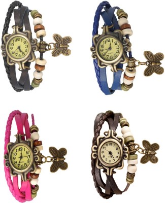 NS18 Vintage Butterfly Rakhi Combo of 4 Black, Pink, Blue And Brown Analog Watch  - For Women   Watches  (NS18)