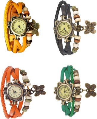 NS18 Vintage Butterfly Rakhi Combo of 4 Yellow, Orange, Black And Green Analog Watch  - For Women   Watches  (NS18)