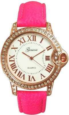 Geneva Platinum Roman Number Dial Studded Watch  - For Women   Watches  (Geneva Platinum)