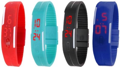 NS18 Silicone Led Magnet Band Combo of 4 Red, Sky Blue, Black And Blue Digital Watch  - For Boys & Girls   Watches  (NS18)