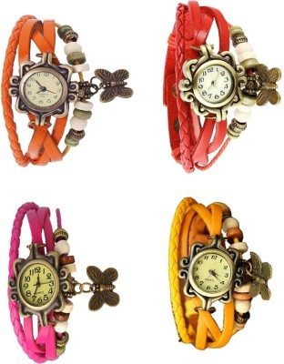 NS18 Vintage Butterfly Rakhi Combo of 4 Orange, Pink, Red And Yellow Analog Watch  - For Women   Watches  (NS18)