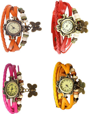 

NS18 Vintage Butterfly Rakhi Combo of 4 Orange, Pink, Red And Yellow Watch - For Women
