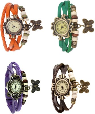 NS18 Vintage Butterfly Rakhi Combo of 4 Orange, Purple, Green And Brown Analog Watch  - For Women   Watches  (NS18)