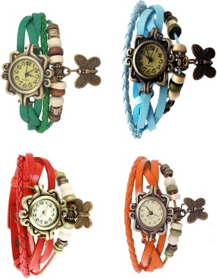 NS18 Vintage Butterfly Rakhi Combo of 4 Green, Red, Sky Blue And Orange Analog Watch  - For Women   Watches  (NS18)
