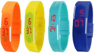 NS18 Silicone Led Magnet Band Combo of 4 Orange, Yellow, Sky Blue And Blue Digital Watch  - For Boys & Girls   Watches  (NS18)