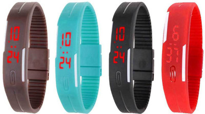 

Kissu Led Magnet Band Combo of 4 Brown, Sky Blue, Black And Red Watch - For Men & Women