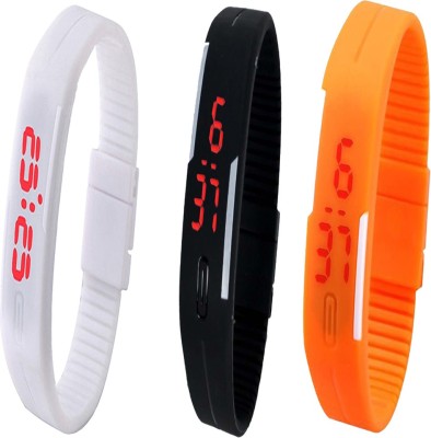 Twok Combo of Led Band Black + White + Orange Digital Watch  - For Men & Women   Watches  (Twok)