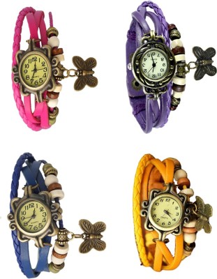 NS18 Vintage Butterfly Rakhi Combo of 4 Pink, Blue, Purple And Yellow Analog Watch  - For Women   Watches  (NS18)