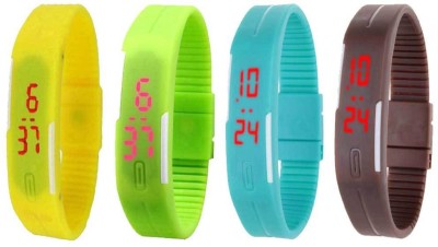 NS18 Silicone Led Magnet Band Combo of 4 Yellow, Green, Sky Blue And Brown Digital Watch  - For Boys & Girls   Watches  (NS18)