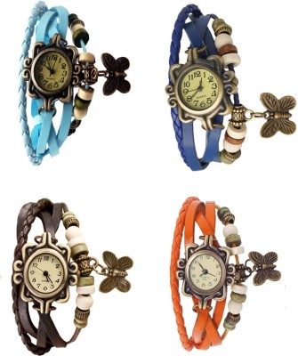 NS18 Vintage Butterfly Rakhi Combo of 4 Sky Blue, Brown, Blue And Orange Analog Watch  - For Women   Watches  (NS18)