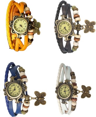 NS18 Vintage Butterfly Rakhi Combo of 4 Yellow, Blue, Black And White Analog Watch  - For Women   Watches  (NS18)