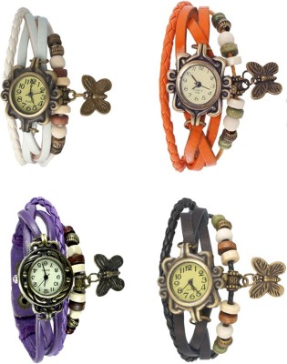 NS18 Vintage Butterfly Rakhi Combo of 4 White, Purple, Orange And Black Analog Watch  - For Women   Watches  (NS18)