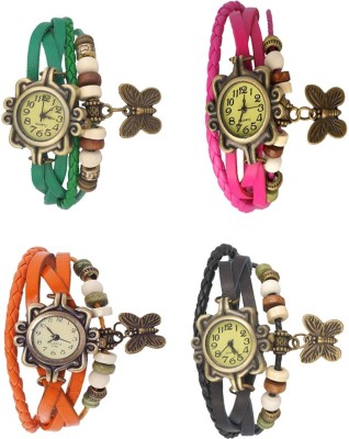 NS18 Vintage Butterfly Rakhi Combo of 4 Green, Orange, Pink And Black Analog Watch  - For Women   Watches  (NS18)