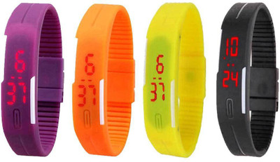 

Kissu Led Magnet Band Combo of 4 Purple, Orange, Yellow And Black Watch - For Men & Women
