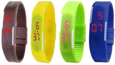 NS18 Silicone Led Magnet Band Combo of 4 Brown, Yellow, Green And Blue Digital Watch  - For Boys & Girls   Watches  (NS18)